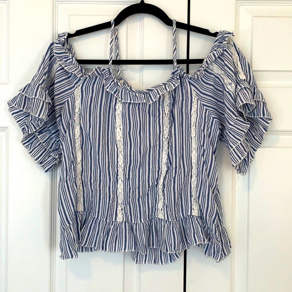 Beachy blue and white stripe top